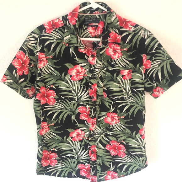 denim and flower cactus shirt